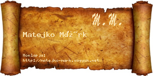 Matejko Márk névjegykártya